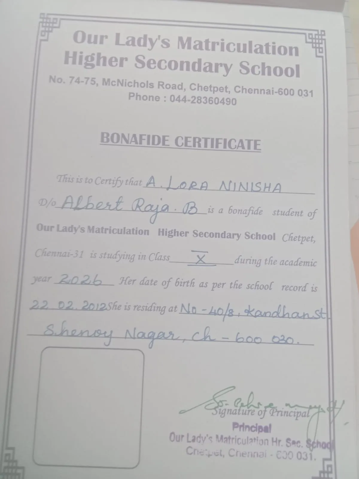 Bonafide Certificate