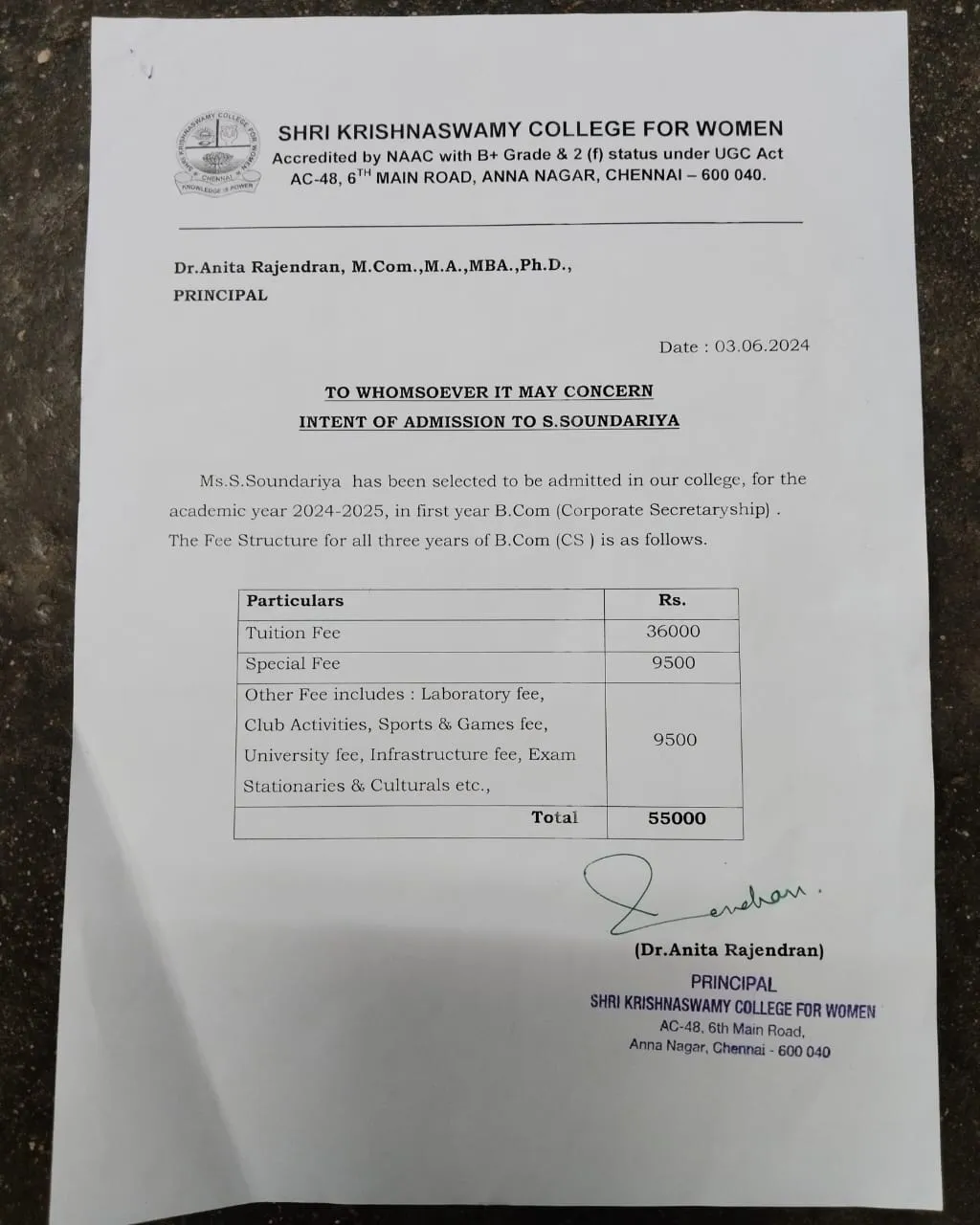 Student PAN / Aadhar