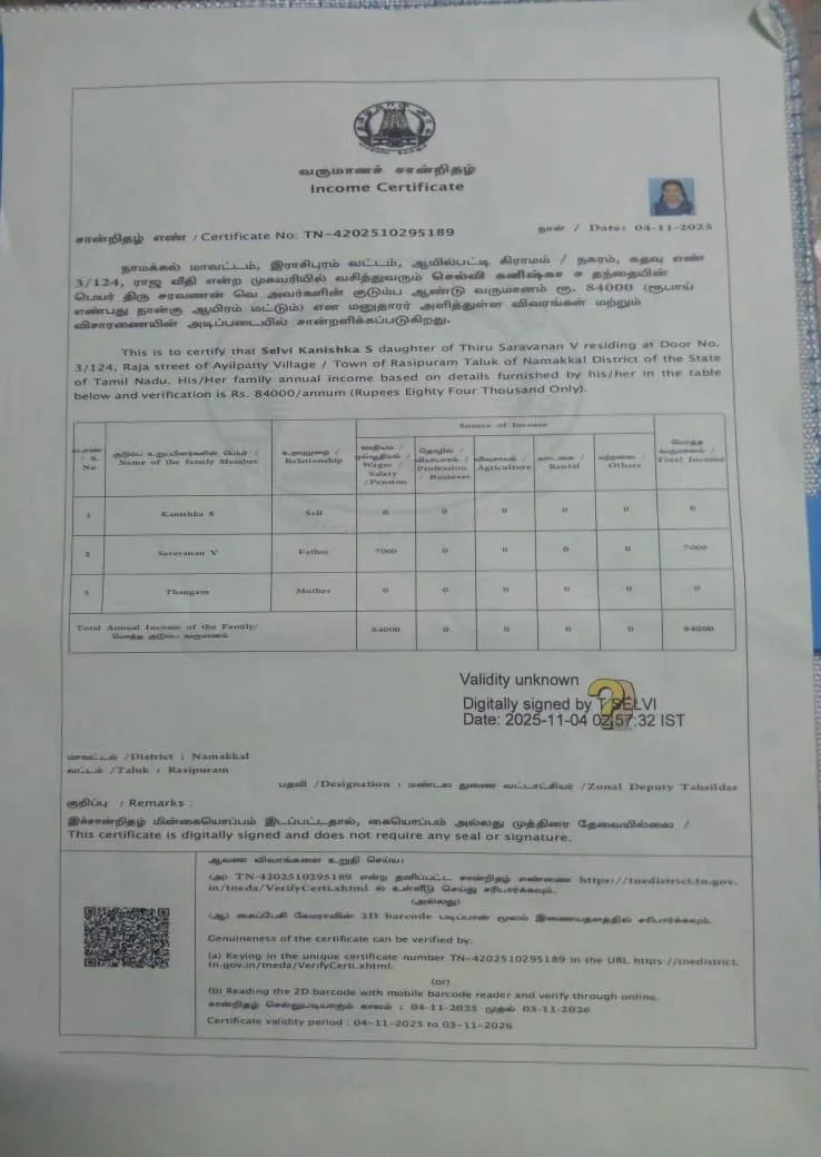 Income Certificate