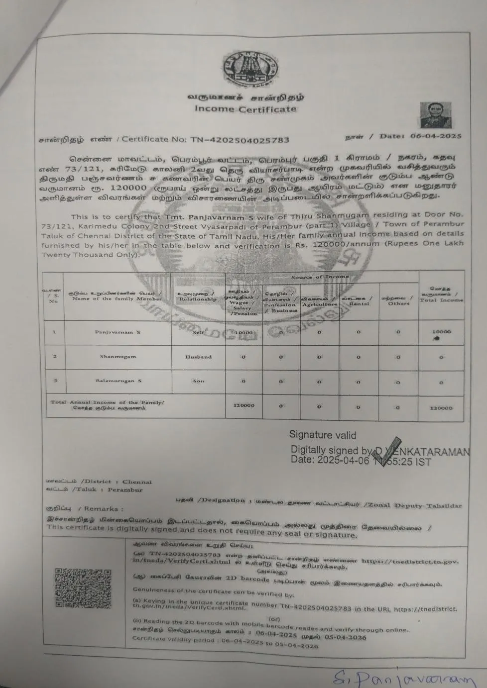 Income Certificate