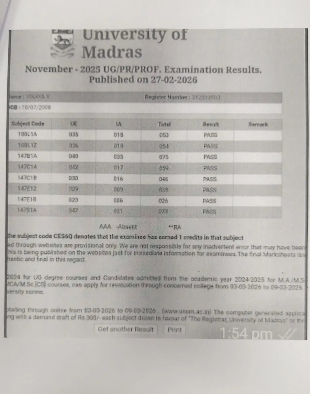 Marksheet